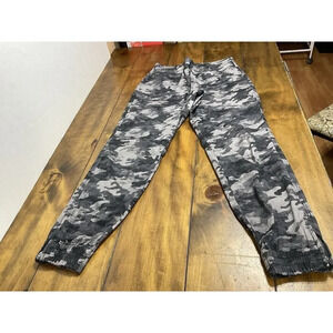 SPANX Stretch Twill Cargo Jogger Pants Black Wash Camo Size Large
